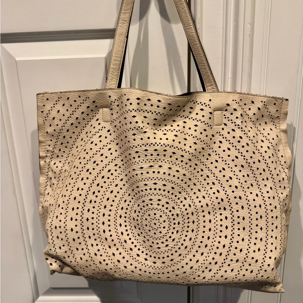 Beige Perforated Tote Bag